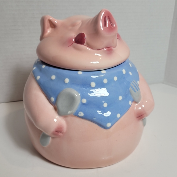 Pink Pig Out Vintage Clay Art Cookie Jar 1991 Excellent - Picture 2 of 16